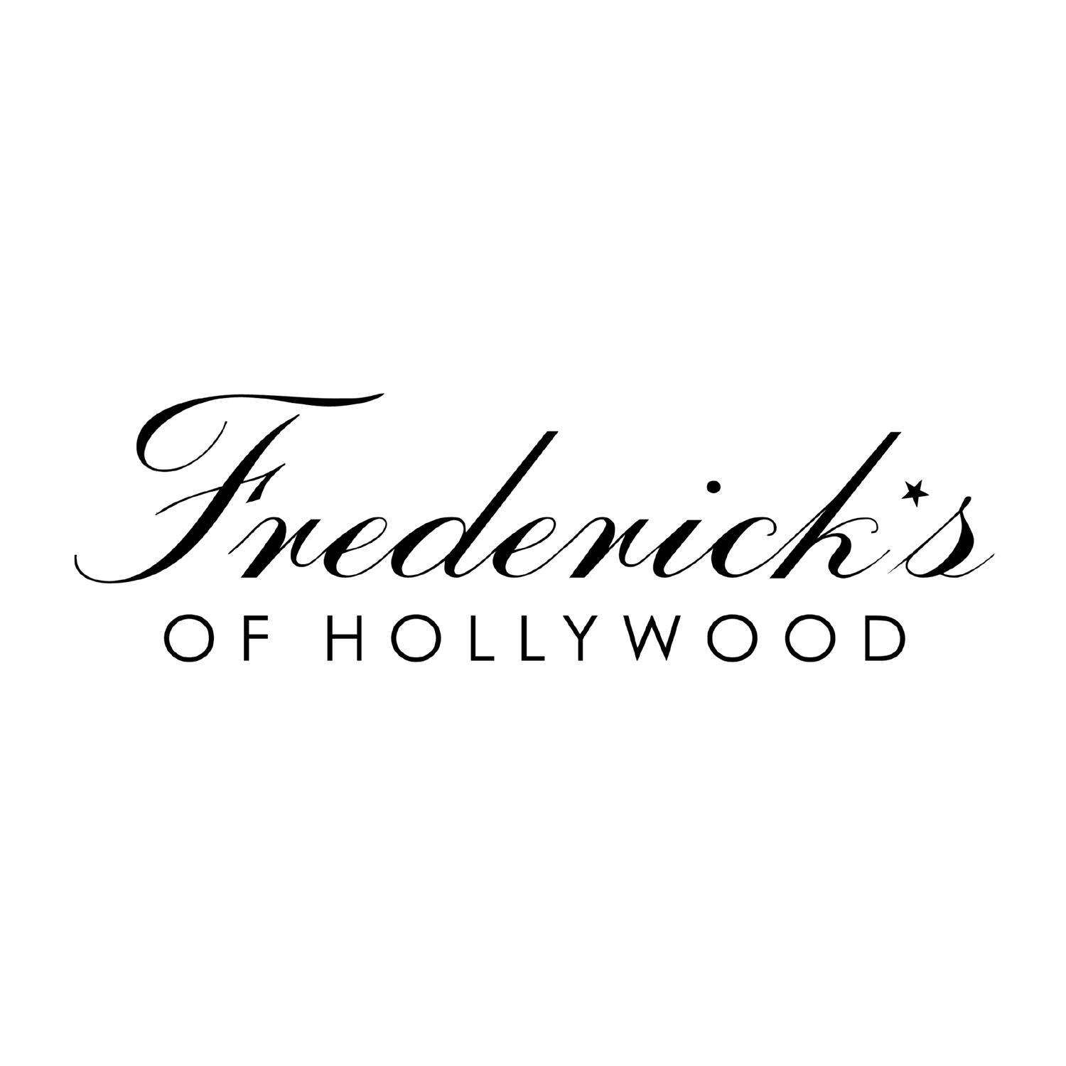 Logo for Famed Hollywood Agency, Friedrich's, in black text with elegant cursive 'Friedrich's' and block 'OF HOLLYWOOD' beneath.