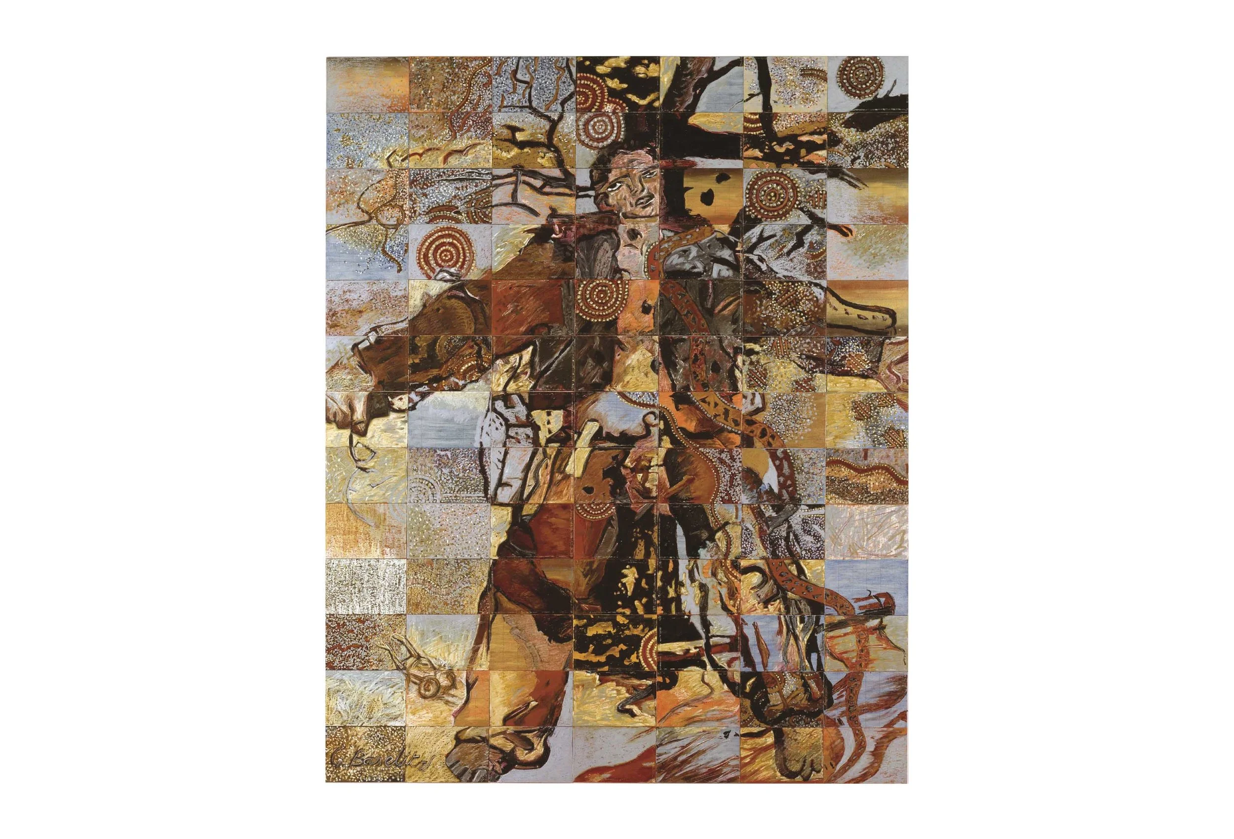 Imants Tillers The Nine Shots , 1985 synthetic polymer paint on 91 canvasboards, nos. 7215 - 7305 330 x 226 cm Collection: National Gallery of Australia, Canberra