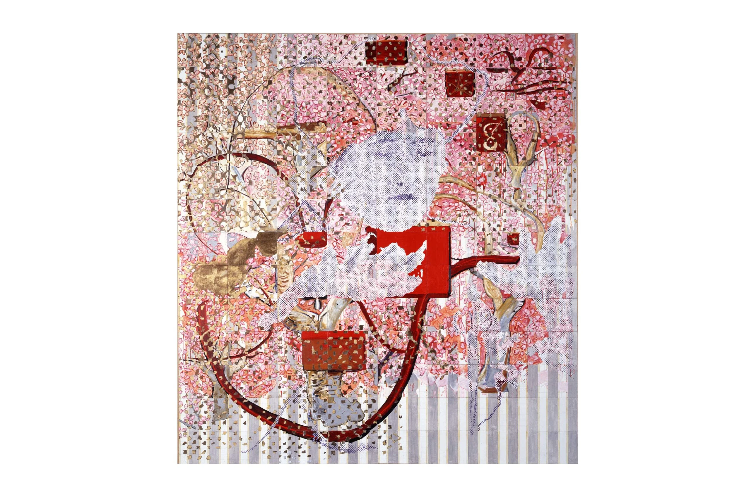 Imants Tillers Conquest of Space , 1987 synthetic polymer paint, oil, oilstick on 104 canvasboards, nos. 11155 - 11258 330.2 x 304.8 cm Collection of the artist