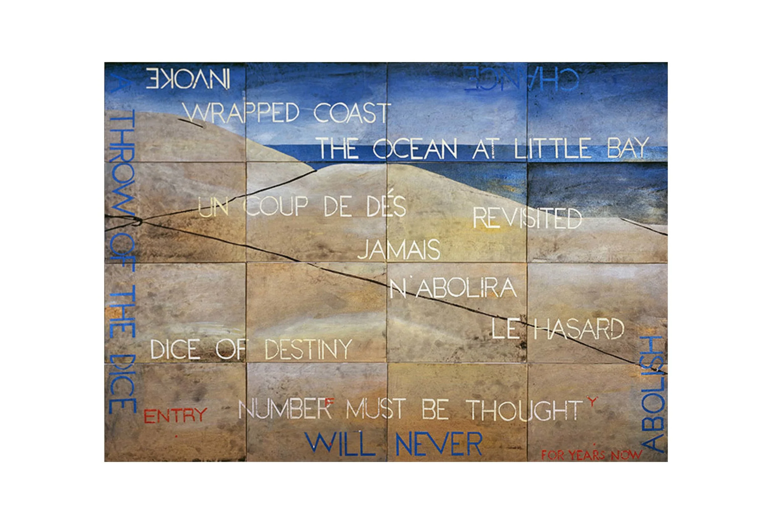 Imants Tillers Wraped Coast - Nature Speaks: FY , 2017 acrylic, gouache on 16 canvas boards 101 × 142cm