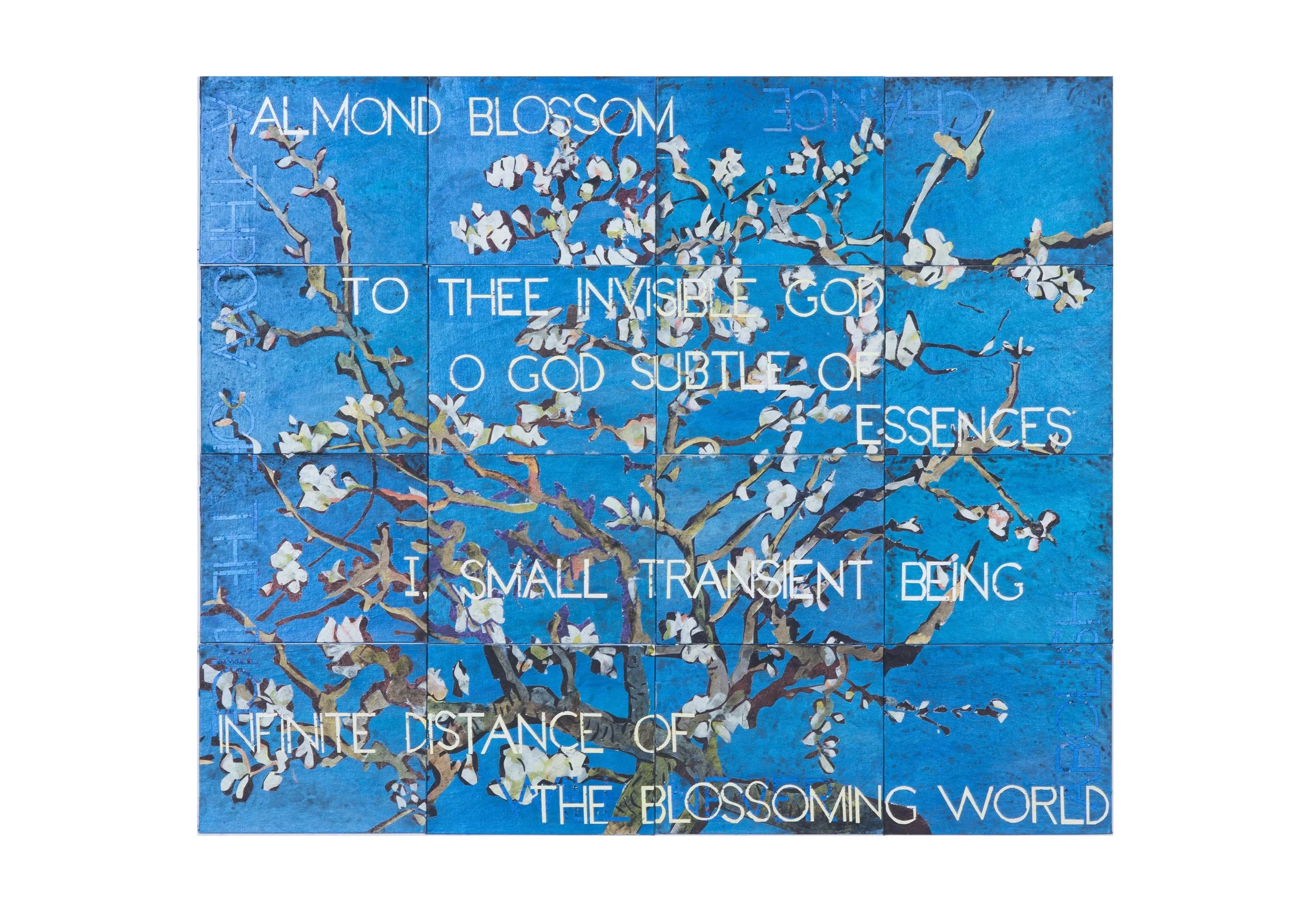 Imants Tillers Almond Blossom , 2017 synthetic polymer paint, gouache on 16 canvasboards 101.6 x 142.2 cm Private Collection, Germany