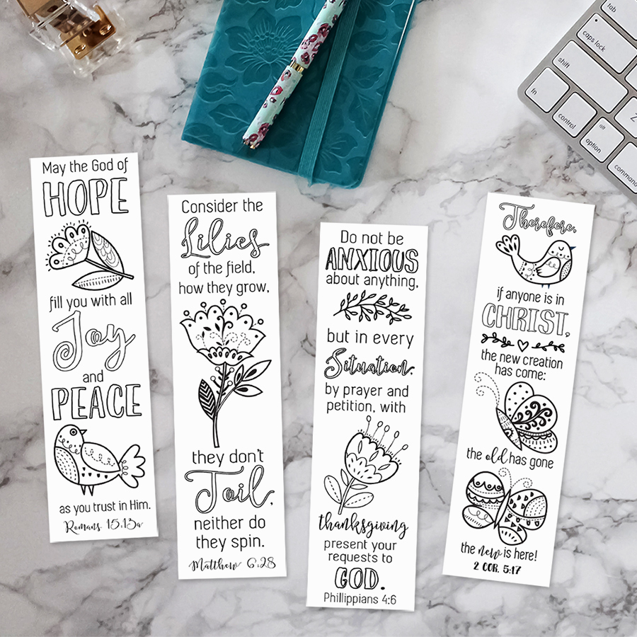 Bible Verse Coloring bookmarks, Instant Download
