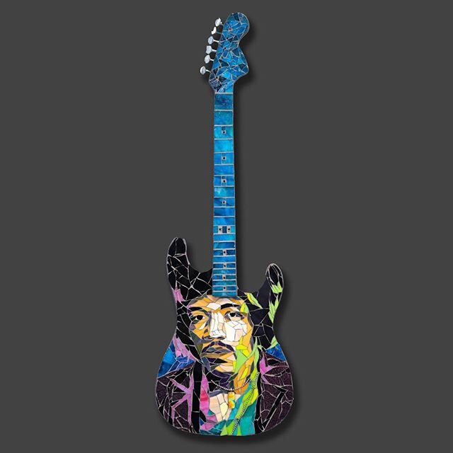 Celebrate this legend with one of @detroitglassgirl&rsquo;s incredible original glass mosaic replica guitars!! Commemorating the famous purple haze song this one of a kind fine art piece is the perfect item for all you Hendrix fans out there!! #purpl