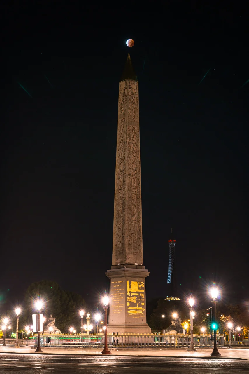 Lunar Eclipse Over Egyptian Obelisk