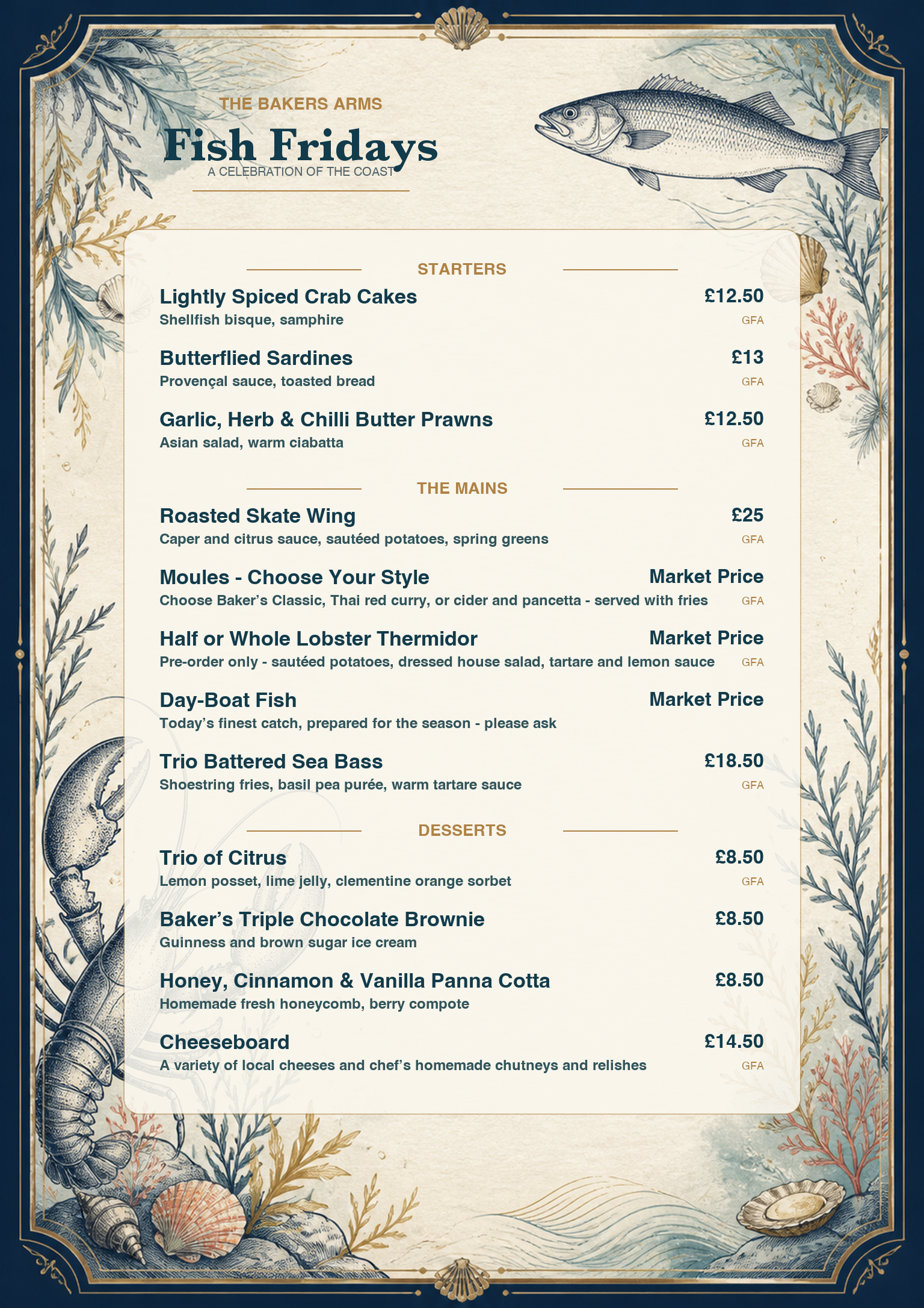 🦞🦞  Fish Fridays at The Bakers Arms  🦞🦞
