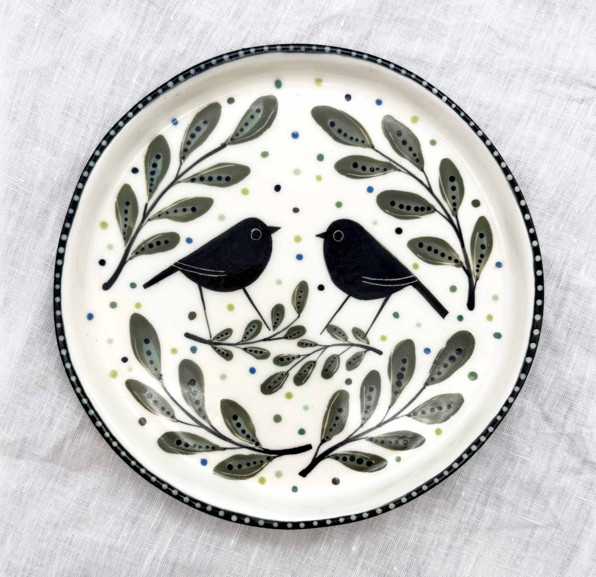 Two Birds with Leaf Garland Bowl