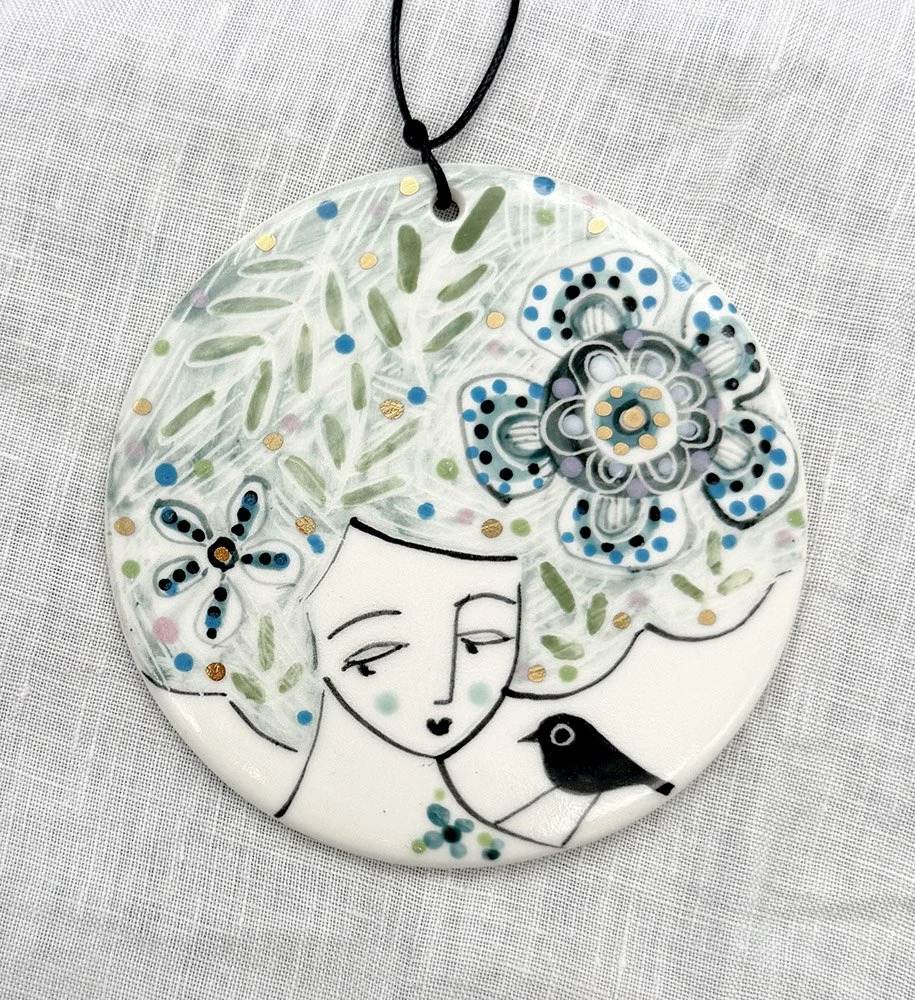 Woman and Bird String Hanging with Lustre