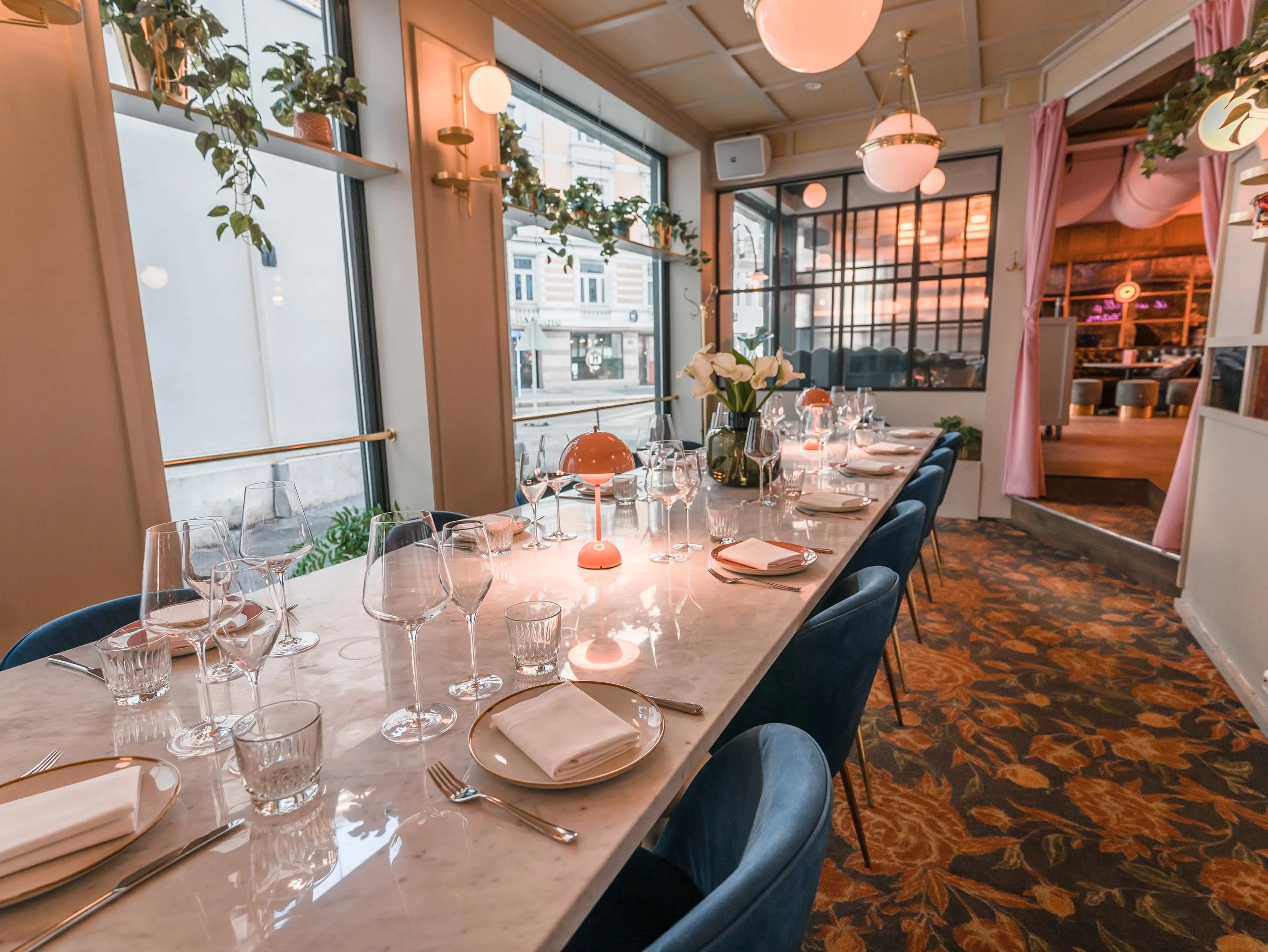 Chambre Séparée features a large marble table and offers a more private setting away from the main floor.
