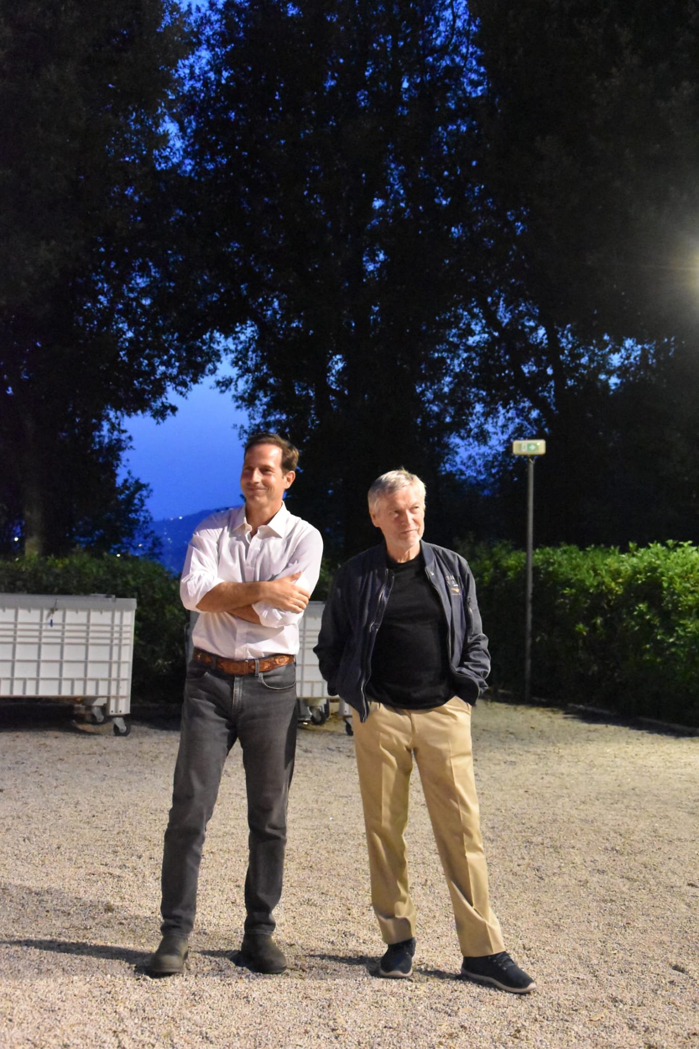 Nicolò Bongiorno e Piero Pruneti in un momento "dietro le quinte" del festival a Perugia
