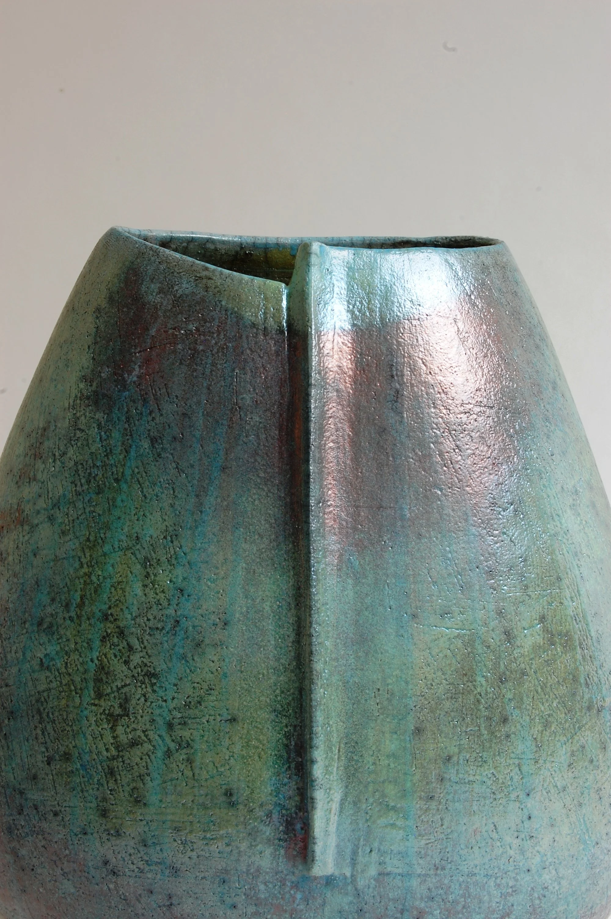 Turquoise Vessel with Seam