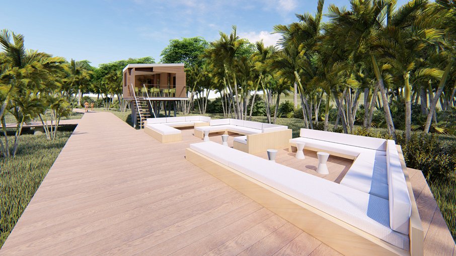 View of Cabin lounge/boardwalk - photo montage