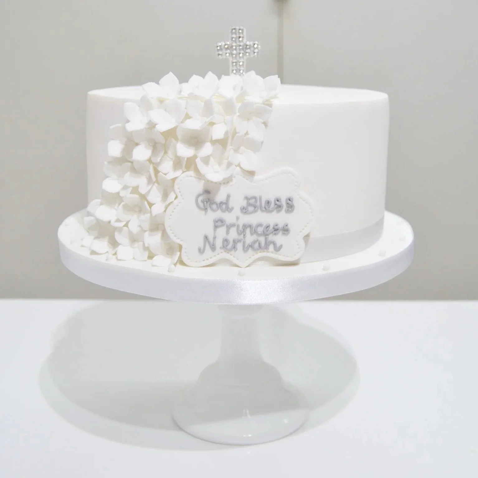 All White Christening Cake 1.2