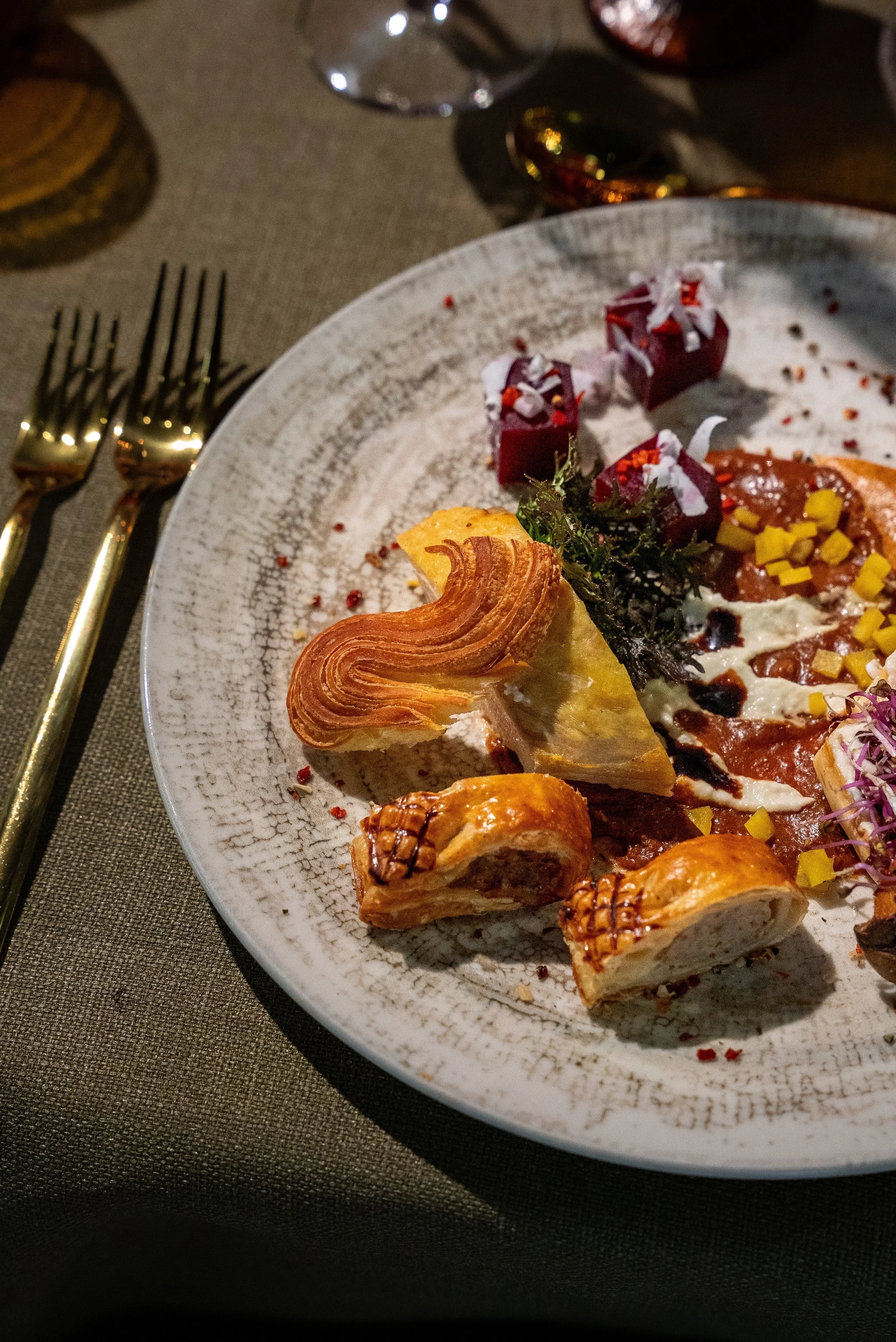 Assiette dressée par La Gourmandine pour une réception privée