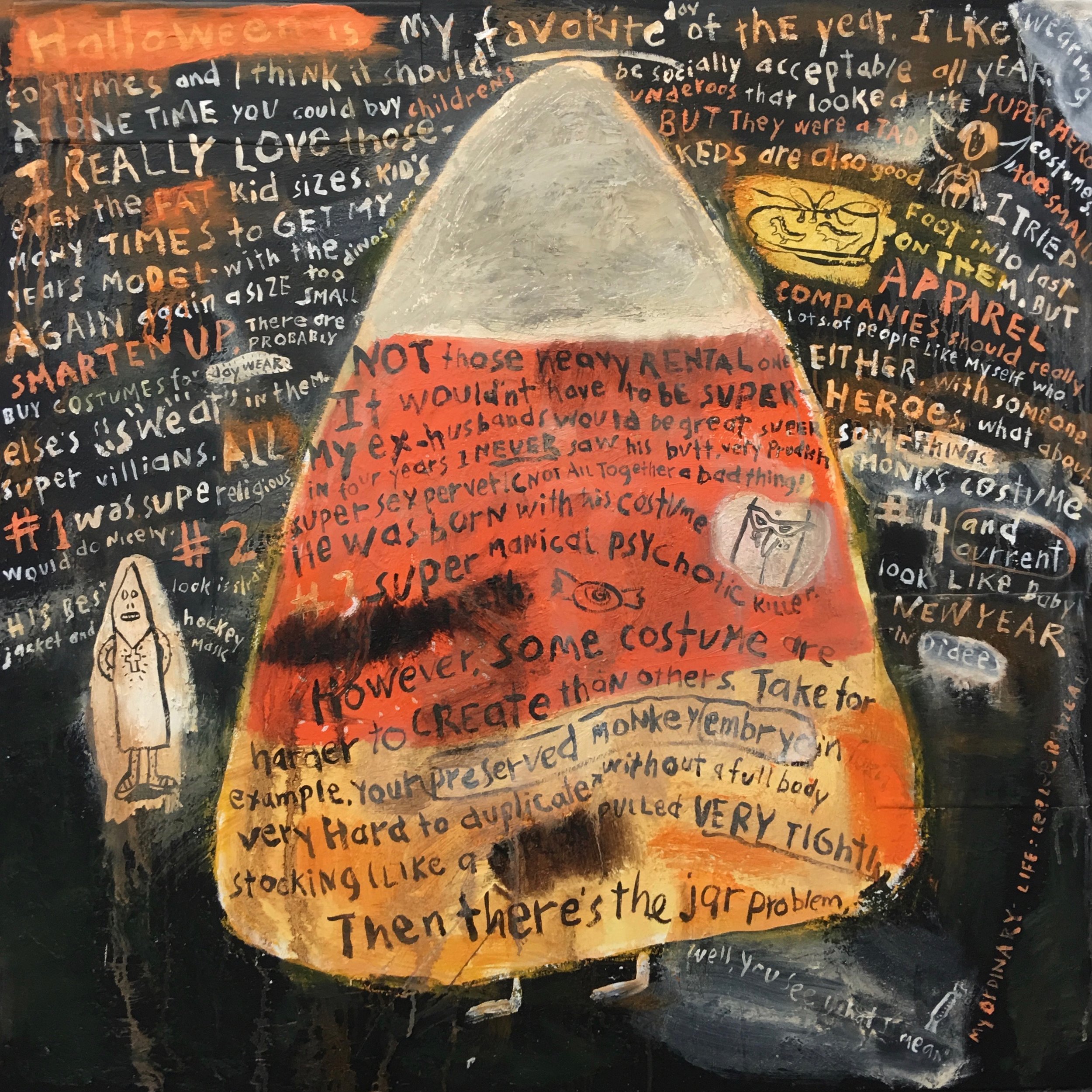 My Ordinary Life: Costumes 36 x 36 x 2" Mixed Media on Canvas