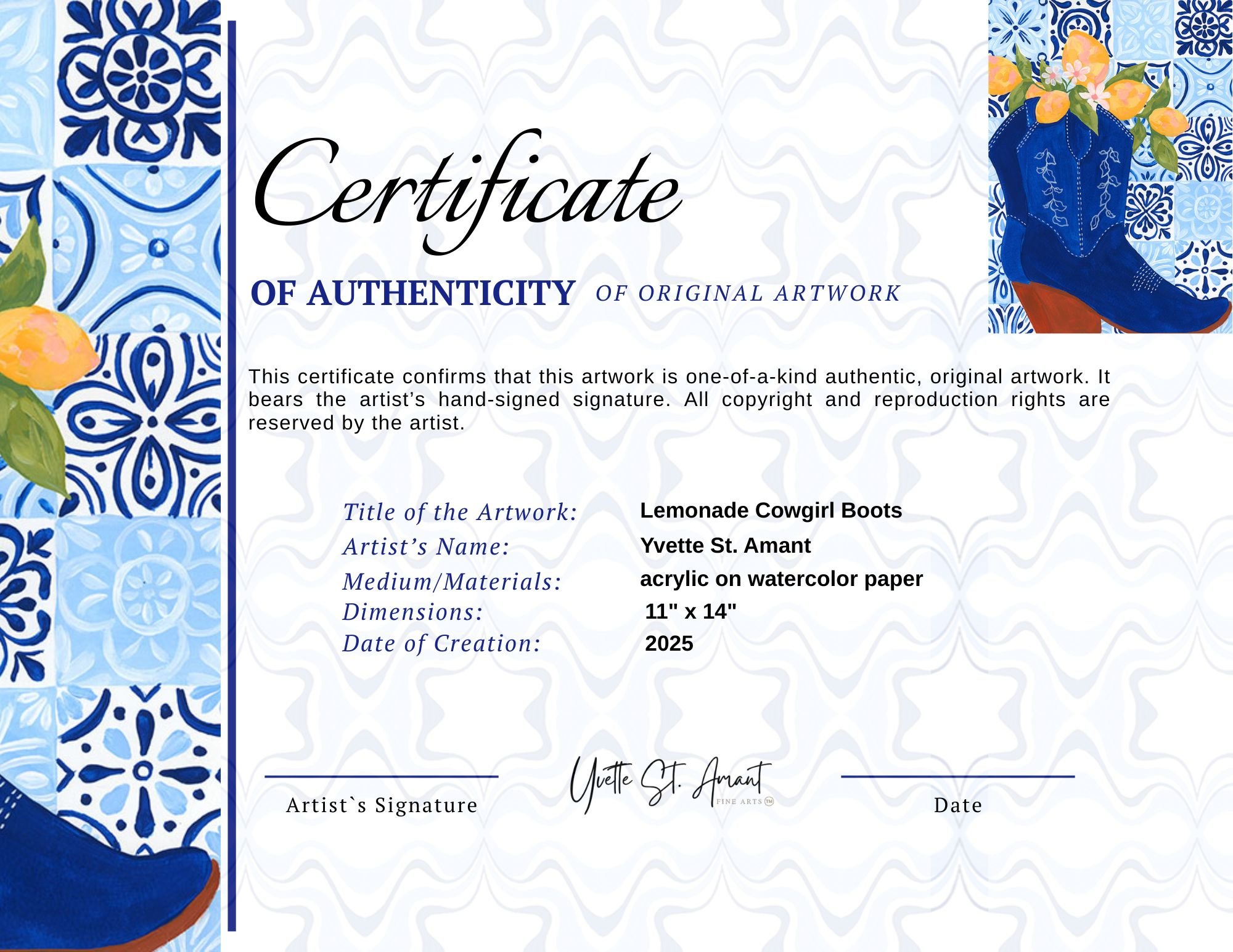 lemonade cowgirl boots Artwork Authentication Certificate.jpg