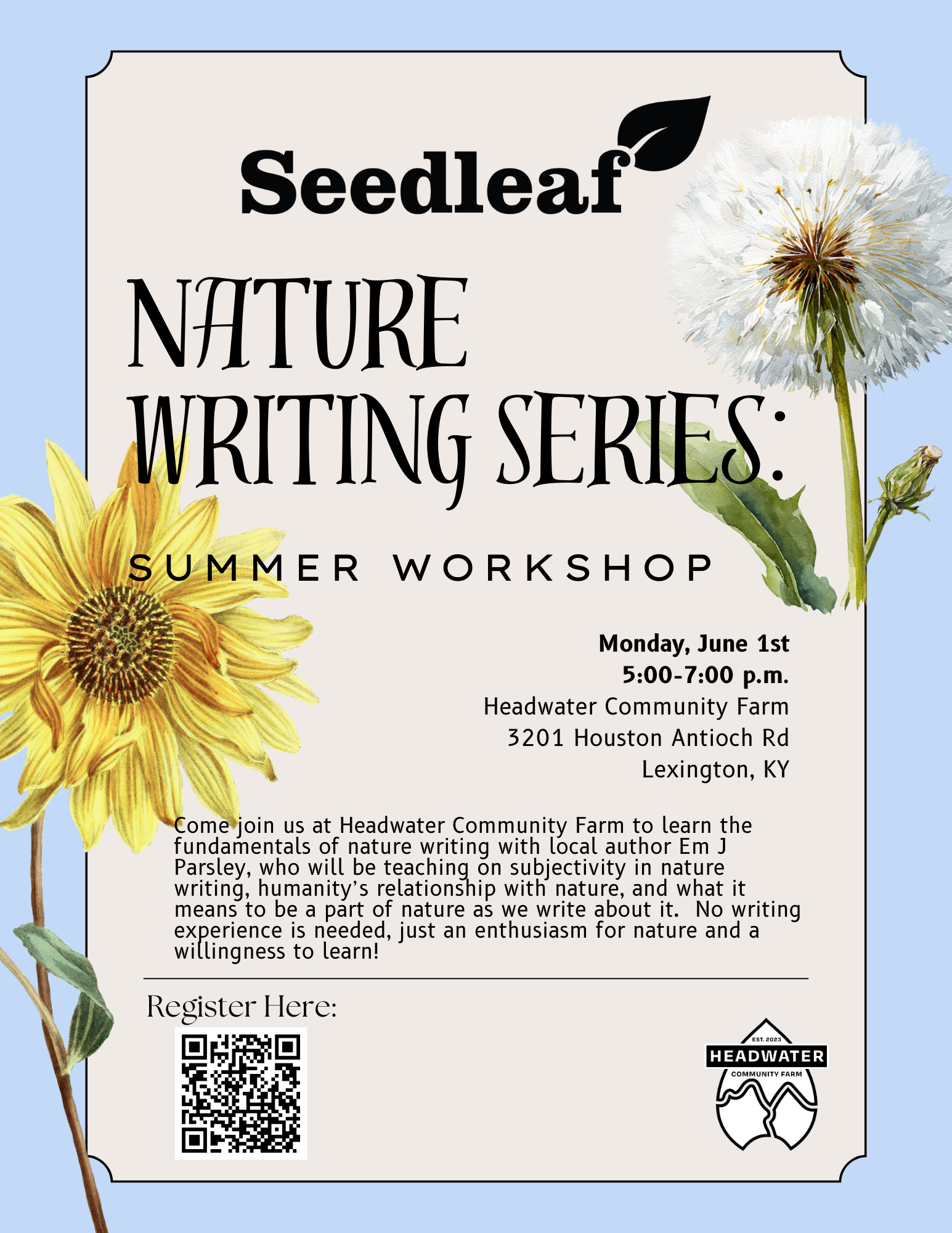 Nature Writing Series, Summer|        June 1st