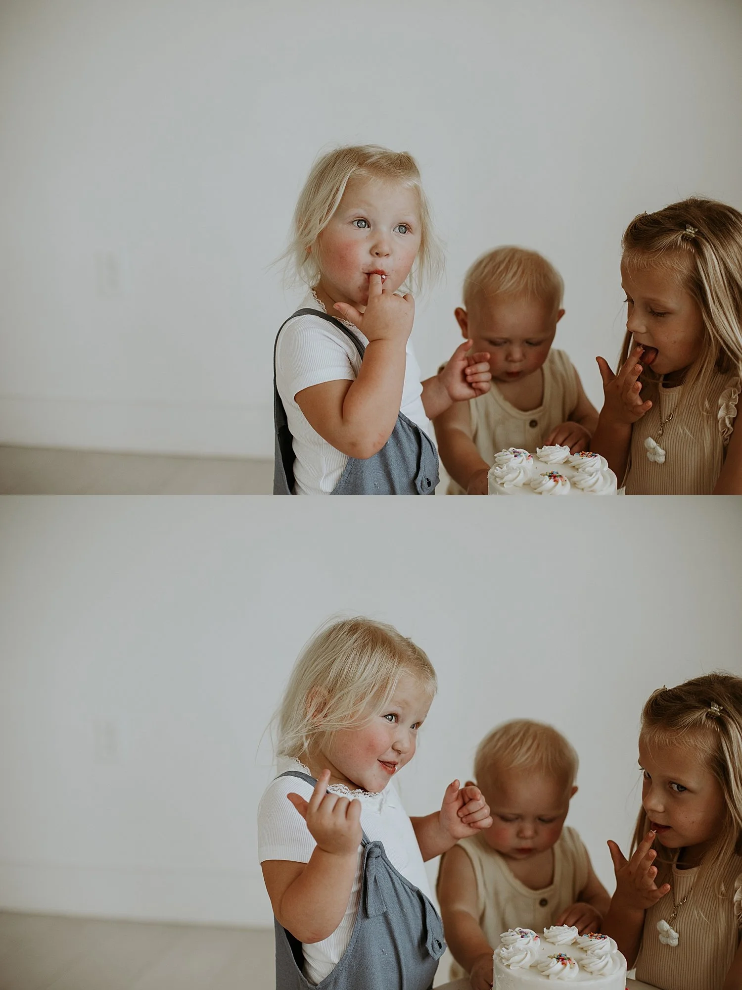  toddler girl licks frosting off her fingers by Round Rock Family photographer 