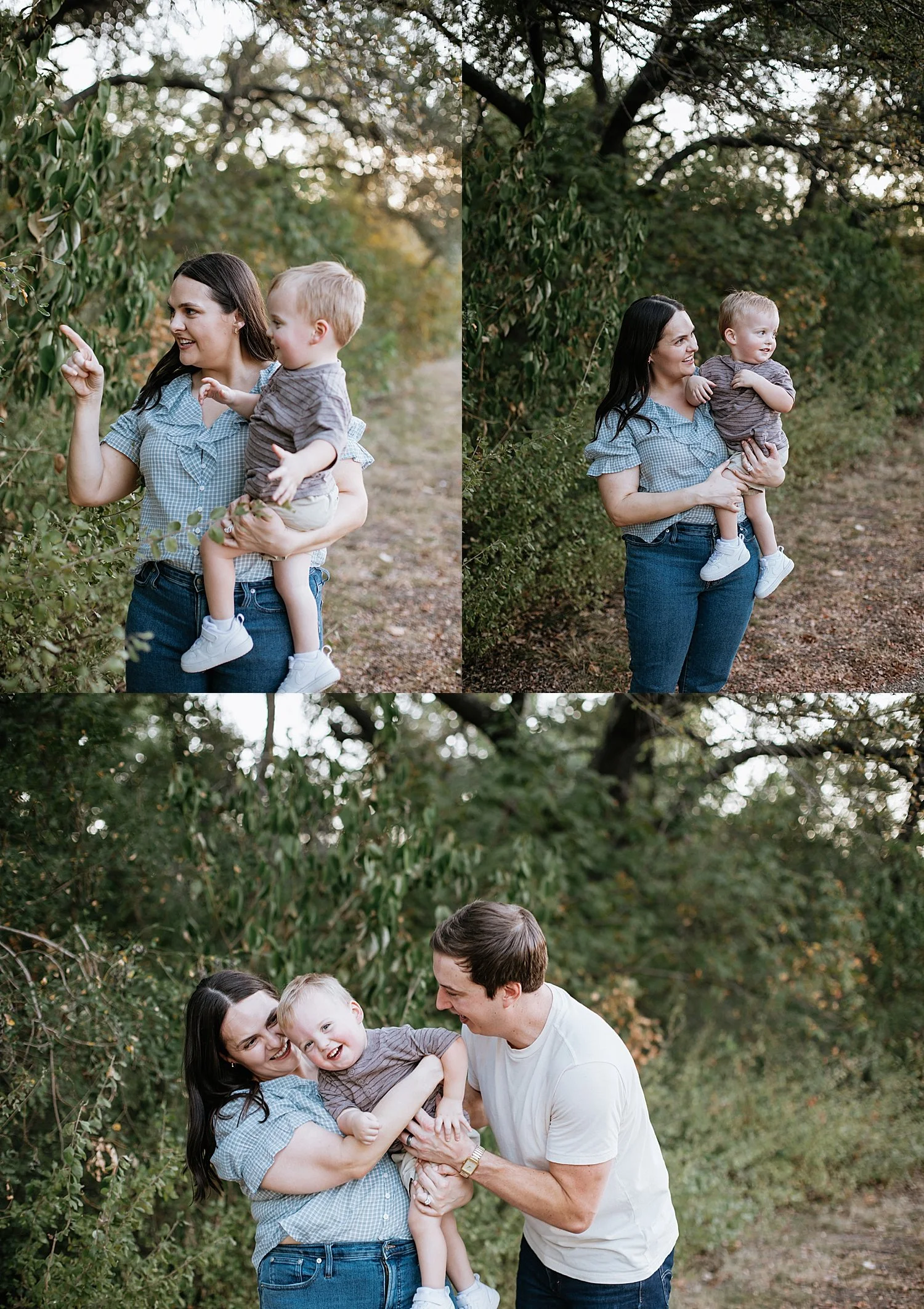  parents play with their one year old in golden hour by Round Rock Family Photographer 