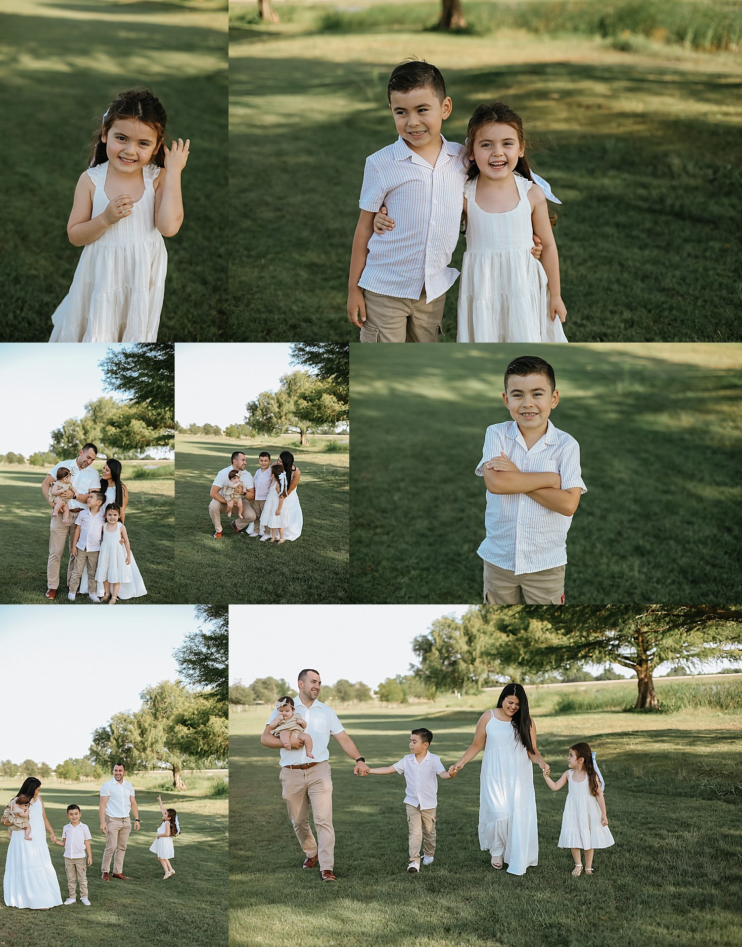  young kids and baby play with their parents for Spring session at Old Settlers Park 