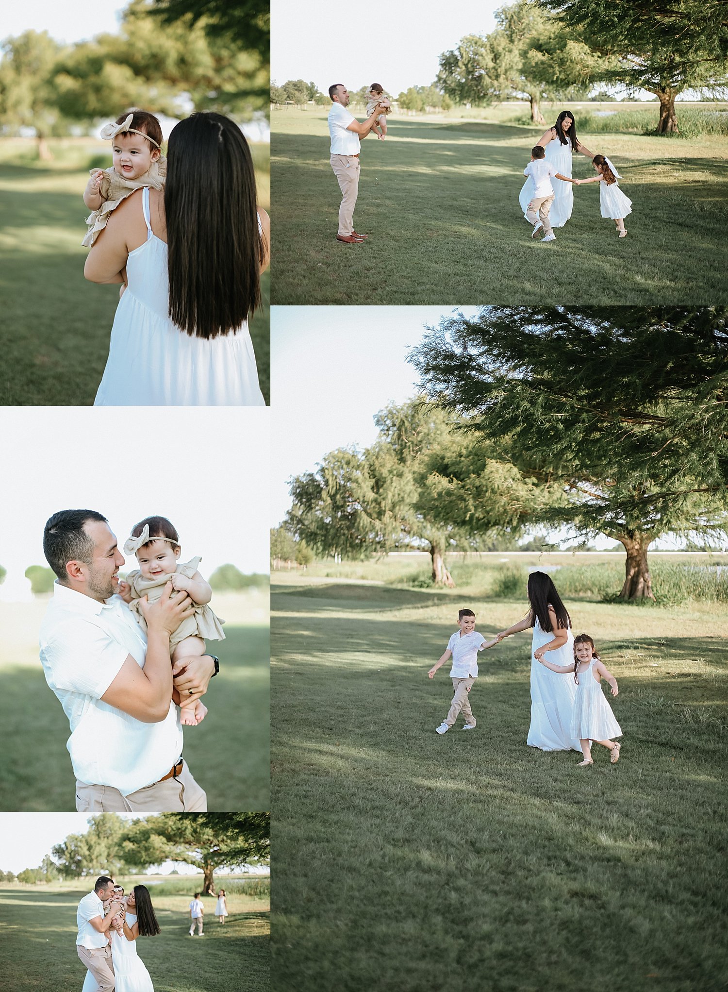  mother and father play with their kids on big lawn by Jessie Shaw Photo 