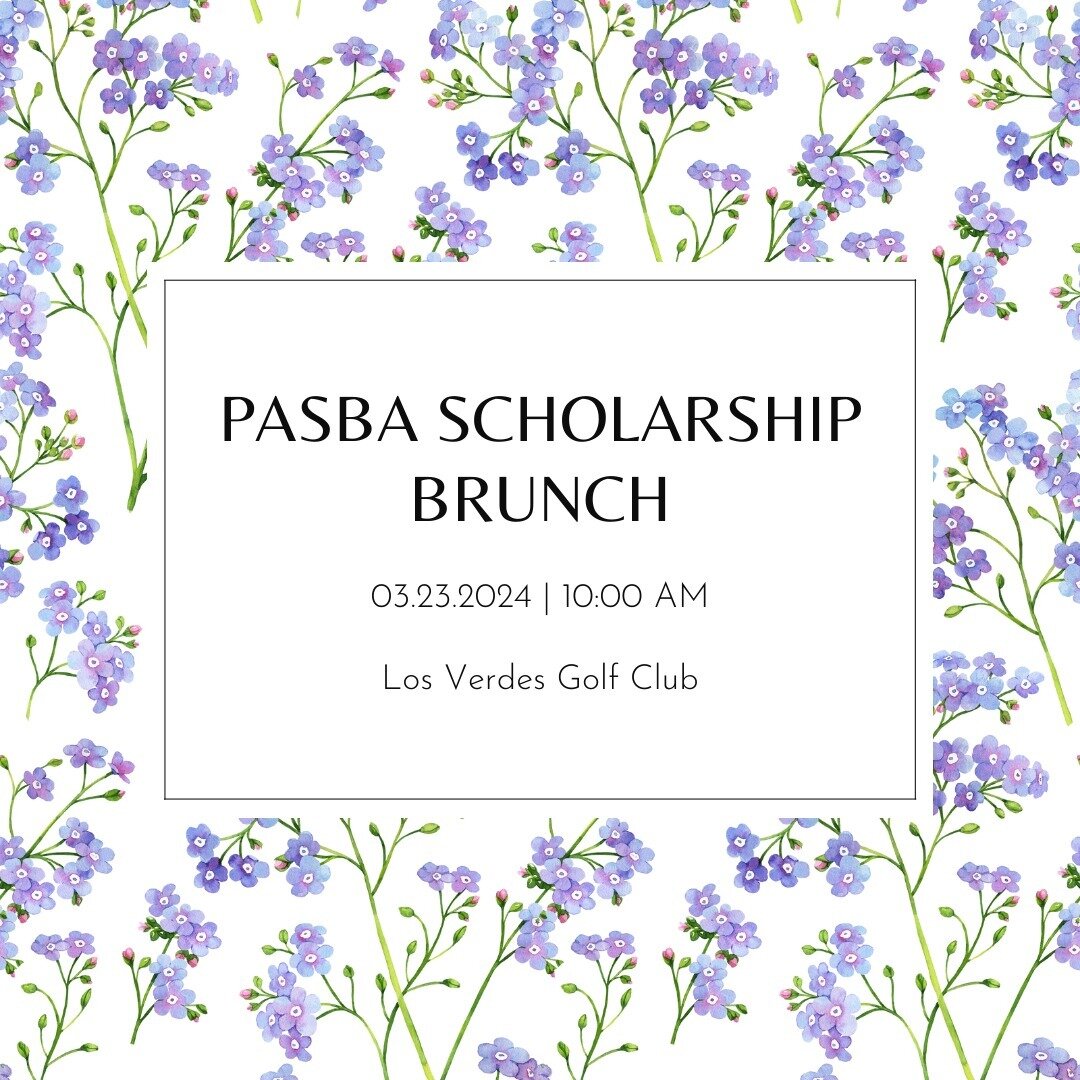 Final Reminder: If you haven't purchased your PASBA Scholarship Brunch benefit and raffle tickets, they're are still on sale! Benefit tickets can be purchased online or mailed by check until tomorrow morning, 3/13, at 10 AM so act now! For more detai