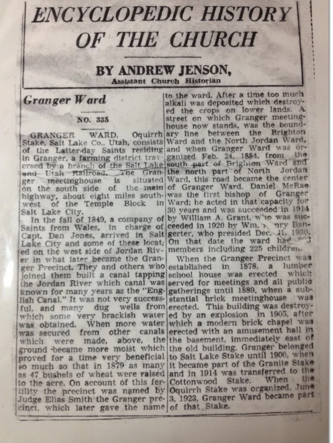 History of Granger's LDS Church