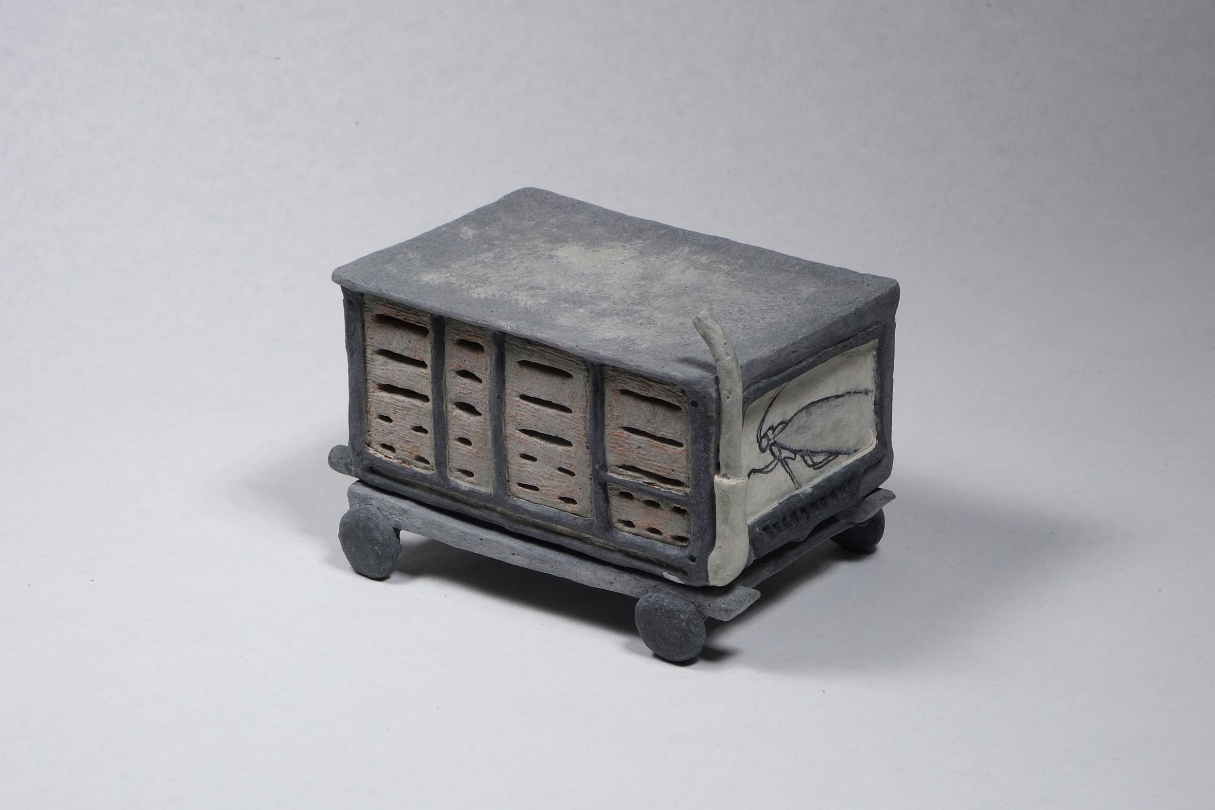   Sentinel Box (moth) , Ceramic Systems: 2016, ceramic and slip 