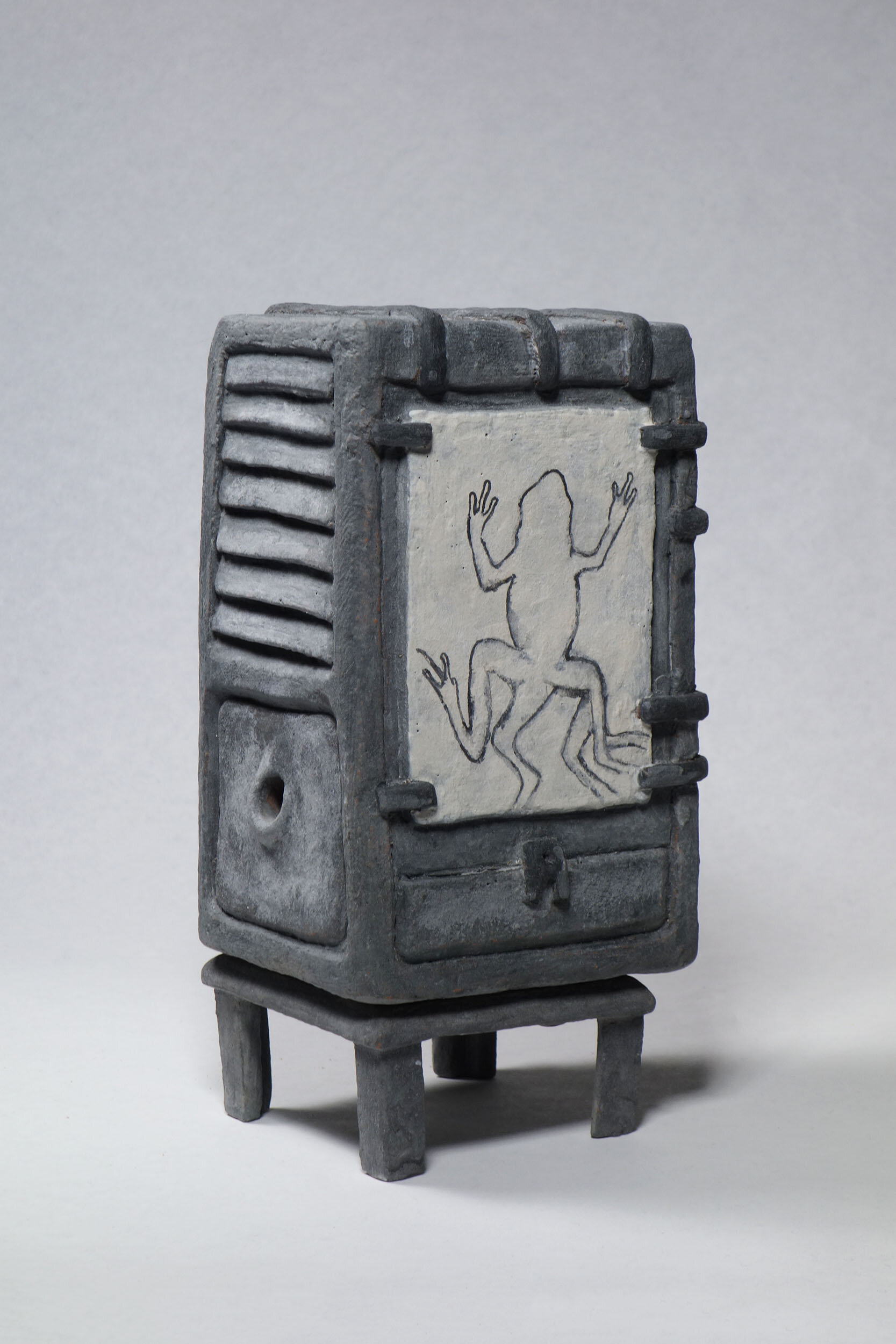   Sentinel Box (frog) , Ceramic Systems: 2016, ceramic and slip 