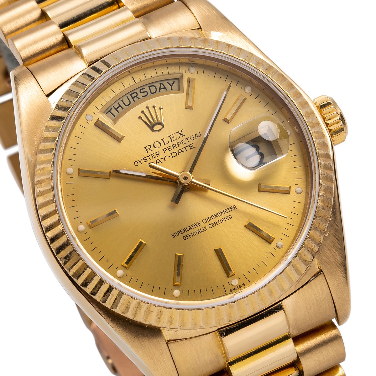 18K YELLOW GOLD ROLEX DAY-DATE 18038 