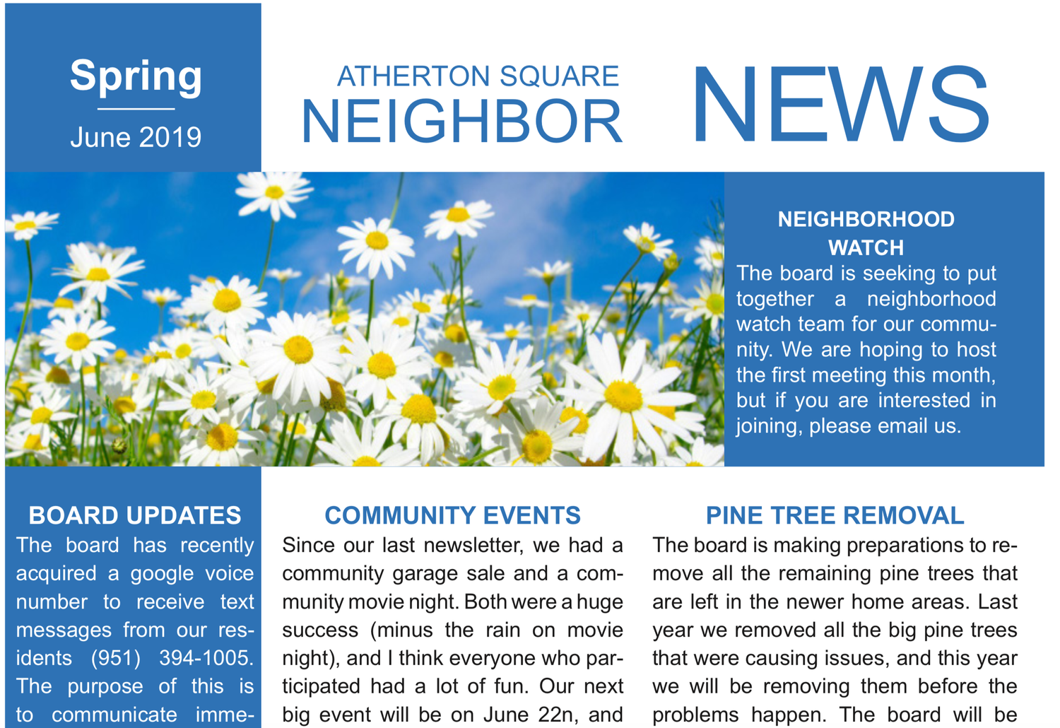 Newsletters Atherton Square Hoa