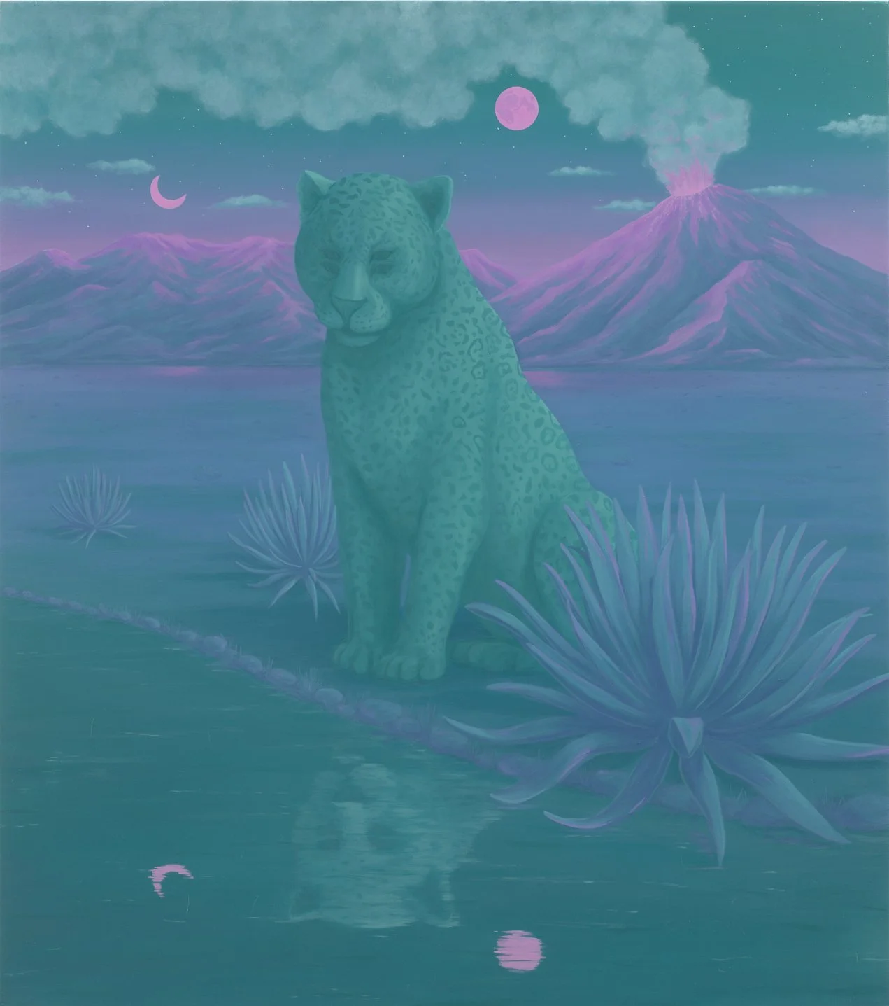 Jaguar Reflejado 2026 Oil on Canvas 34 x 30 inches