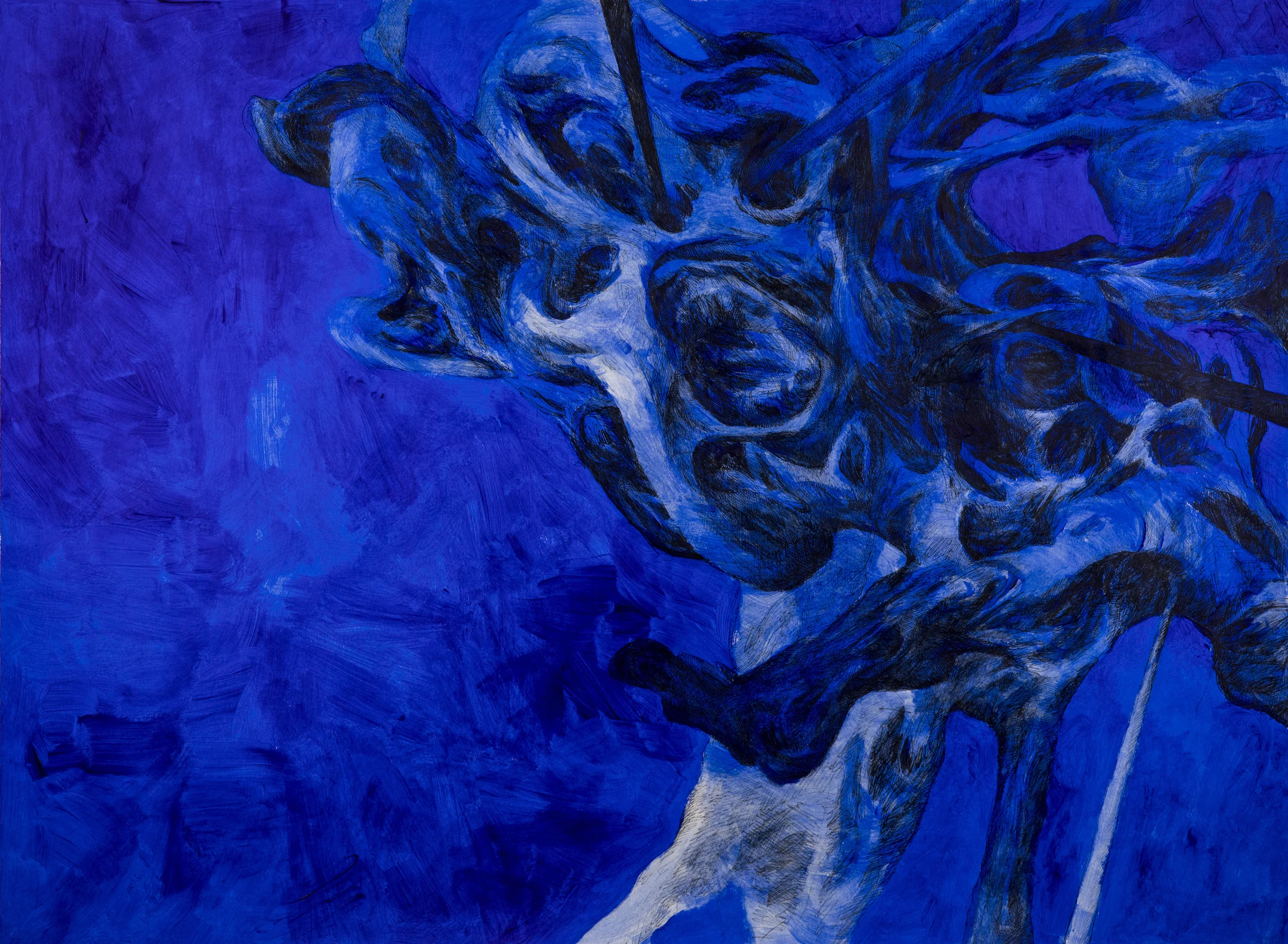 Out of the Blue $200, Pen and Acrylic on Paper, 18"x24"