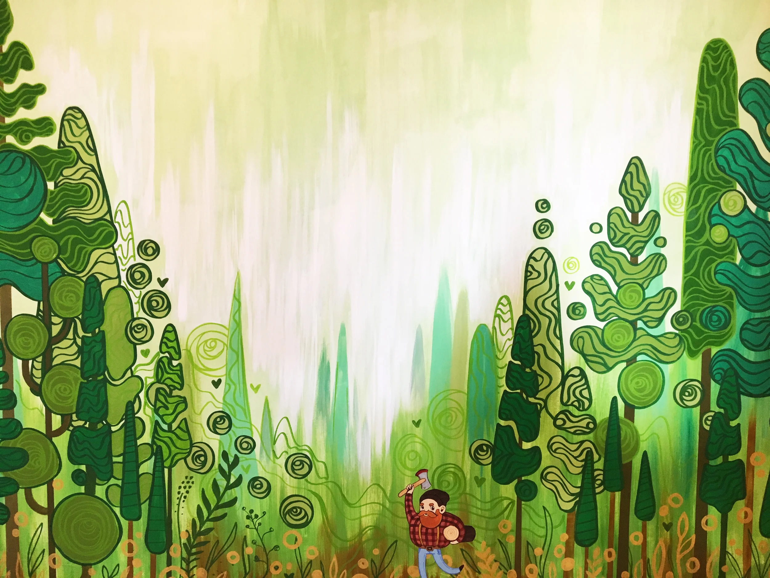 Lumber Jack Room Mural at Redbubble Office in Downtown San Francisco, CA. 2017.