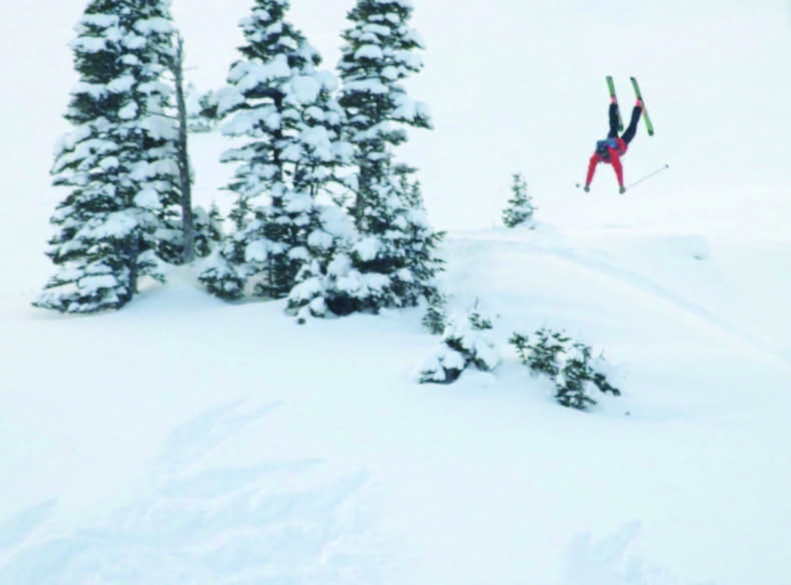 Goertzen, a former freeride competitor, tosses a front flip for the camera.