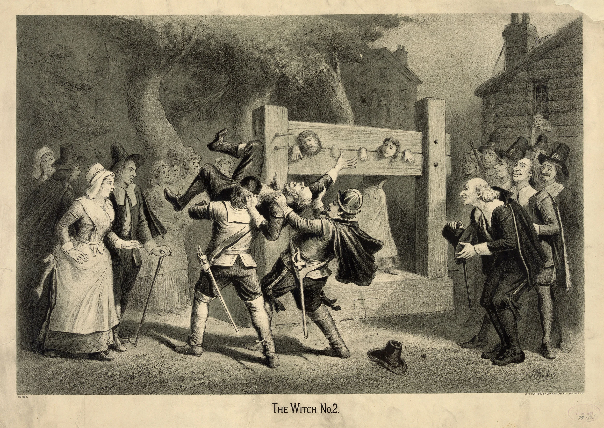 Depiction of the Salem Witch trials by Joseph E. Baker, published 1892