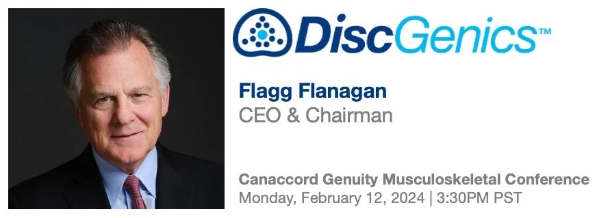 DiscGenics to Present at Canaccord Genuity 2024 Musculoskeletal Conference