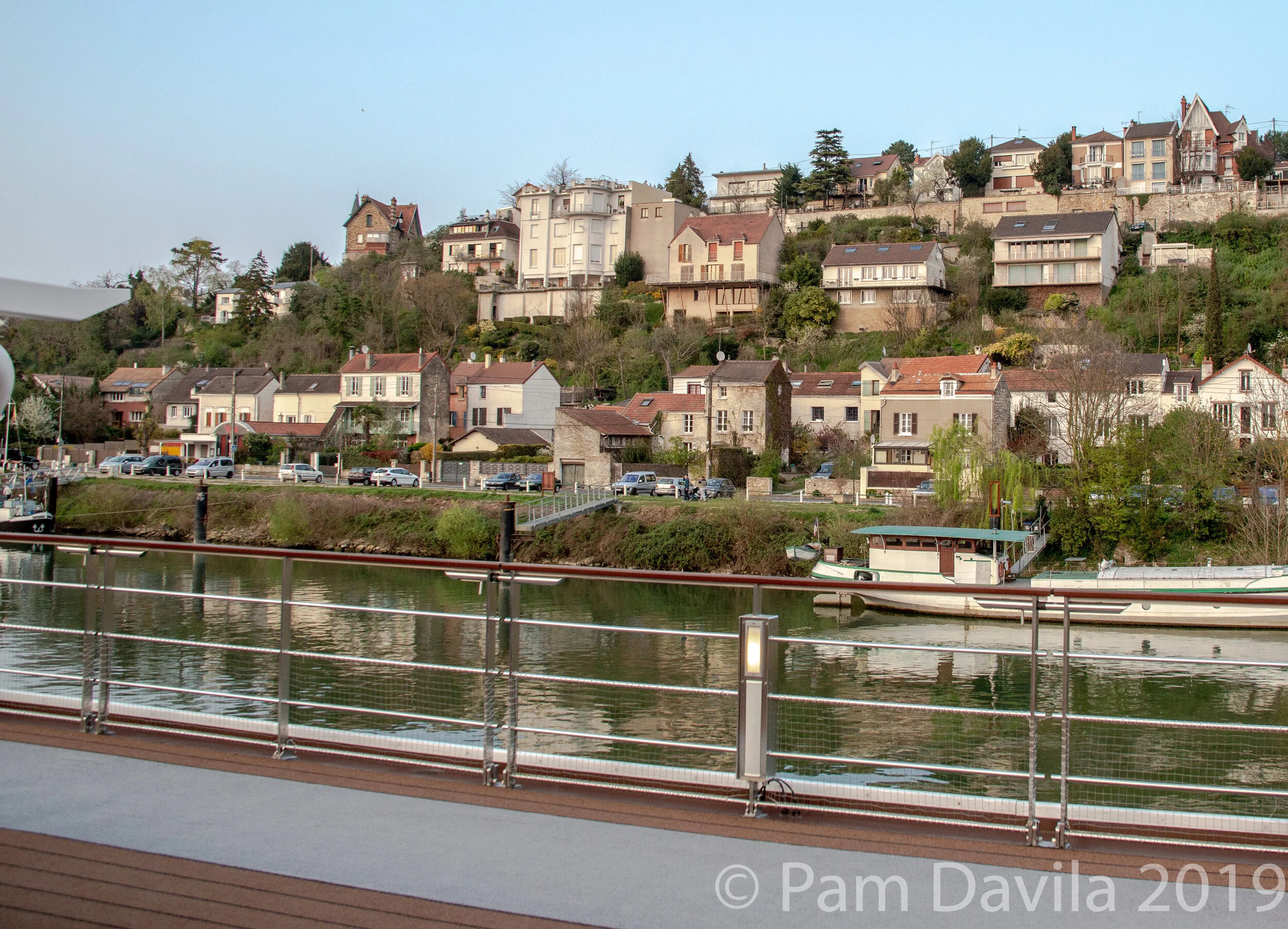 Sunset on the bank of the Seine River
