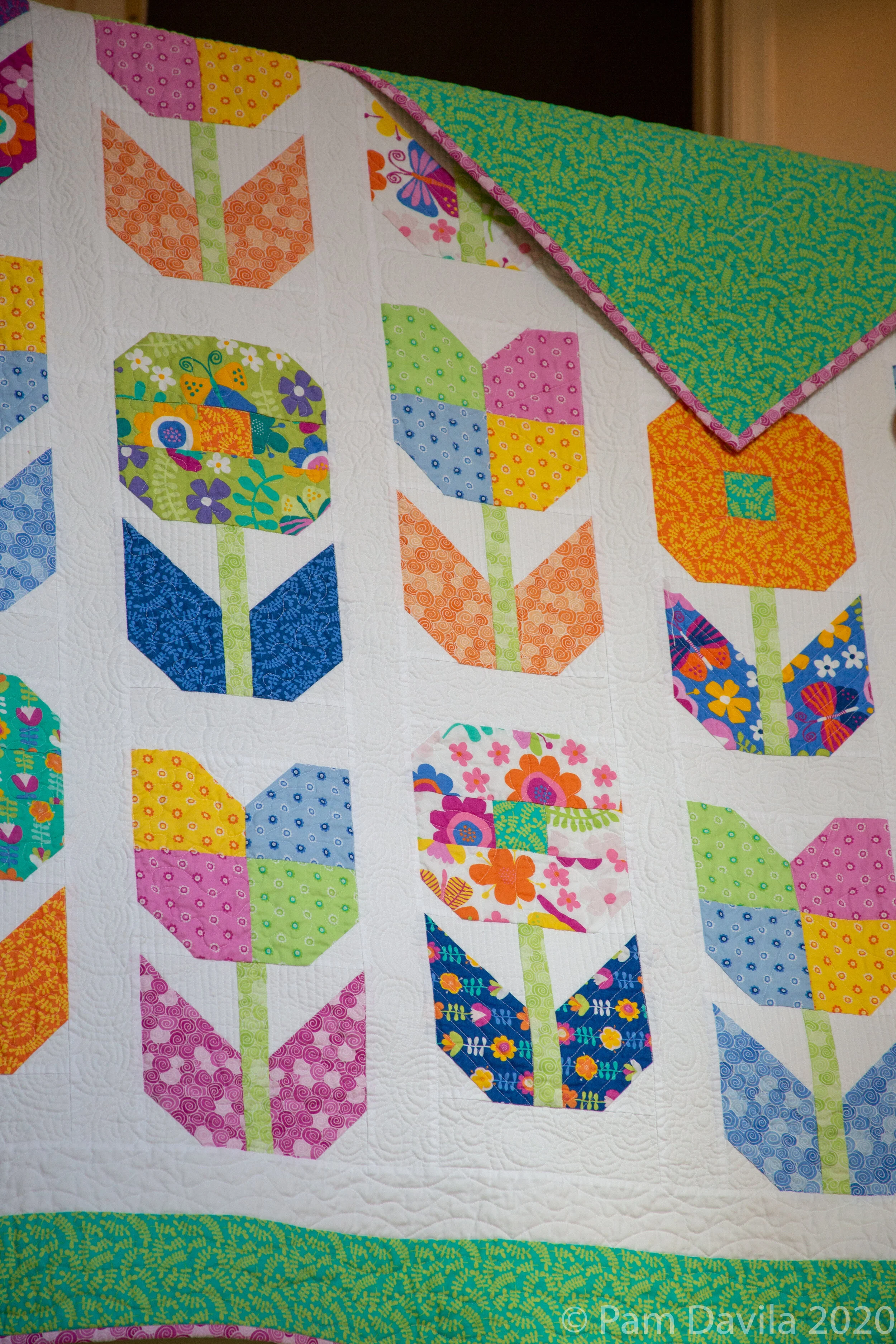 Winnie's quilt - close up of some of the machine quilting