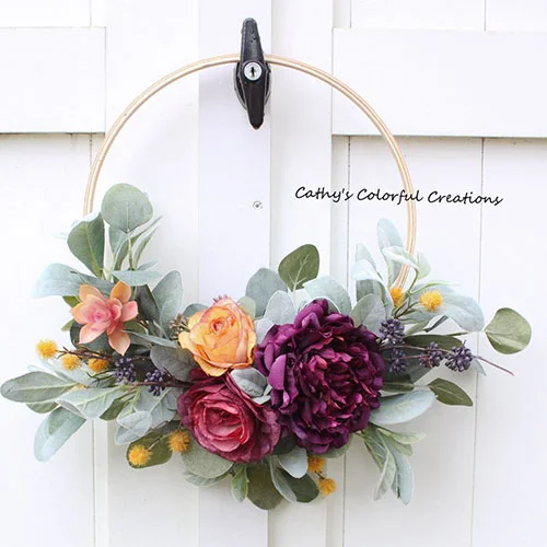 Embroidery Hoop Wreath available from sale from CathyCWreathsNDecor