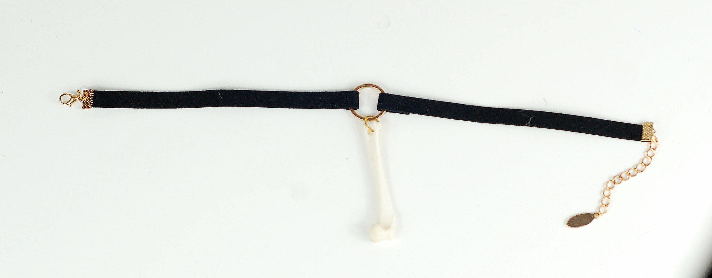 Rabbit Humerus Choker with Gold ring 