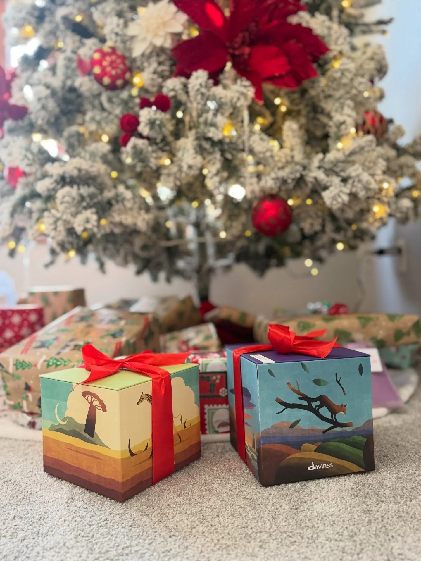 Davines boxes under the tree ✅🤶🎄. We are open Christmas Eve from 9-1:00!