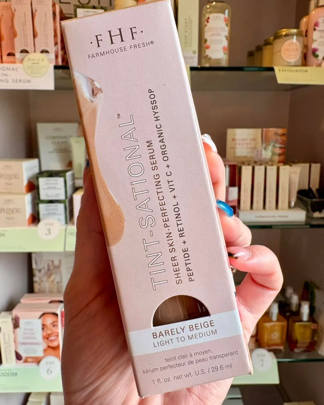 NEW for spring!! 💐

Farmhouse Fresh Tint-Sational Sheer Skin Perfecting Serum is a newly launched tinted serum designed for a natural, &ldquo;bare skin but better&rdquo; dewy finish. 
With skincare ingredients including retinol, vitamin C, niacinami
