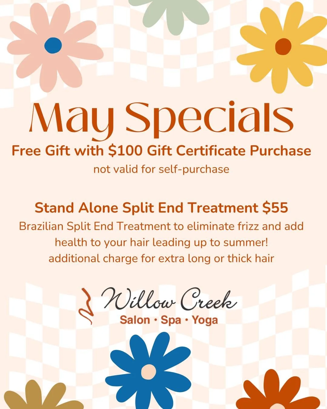 May Specials are here!! 🌸

#sylvaniasalon #toledosalon #sylvania #sylvaniabusiness #willowcreeksalon #willowcreek #mayspecials