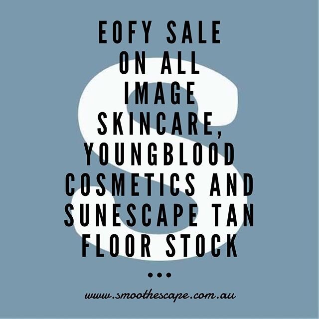 It&rsquo;s EOFY sale time!!! 🙌
Until the 30th June we are offering 10% off ALL current floor stock in Image Skincare, Youngblood and Sunescape Tan!! Luckily for you I&rsquo;ve got stocked up shelves so come in and take advantage of our 10% off Sale!