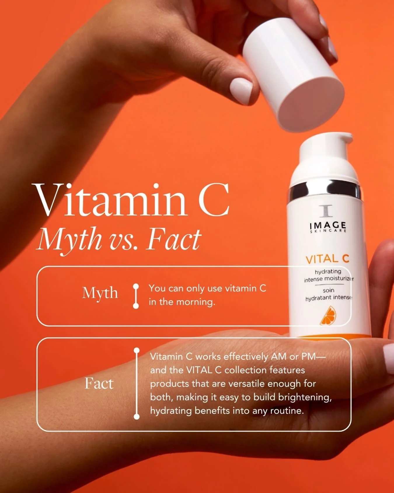Myth: Vitamin C only belongs in your morning routine ❌
Fact: Your skin benefits from vitamin C day and night ✅

The VITAL C Collection is clinically backed to support brighter, stronger, more resilient skin around the clock. From boosting antioxidant