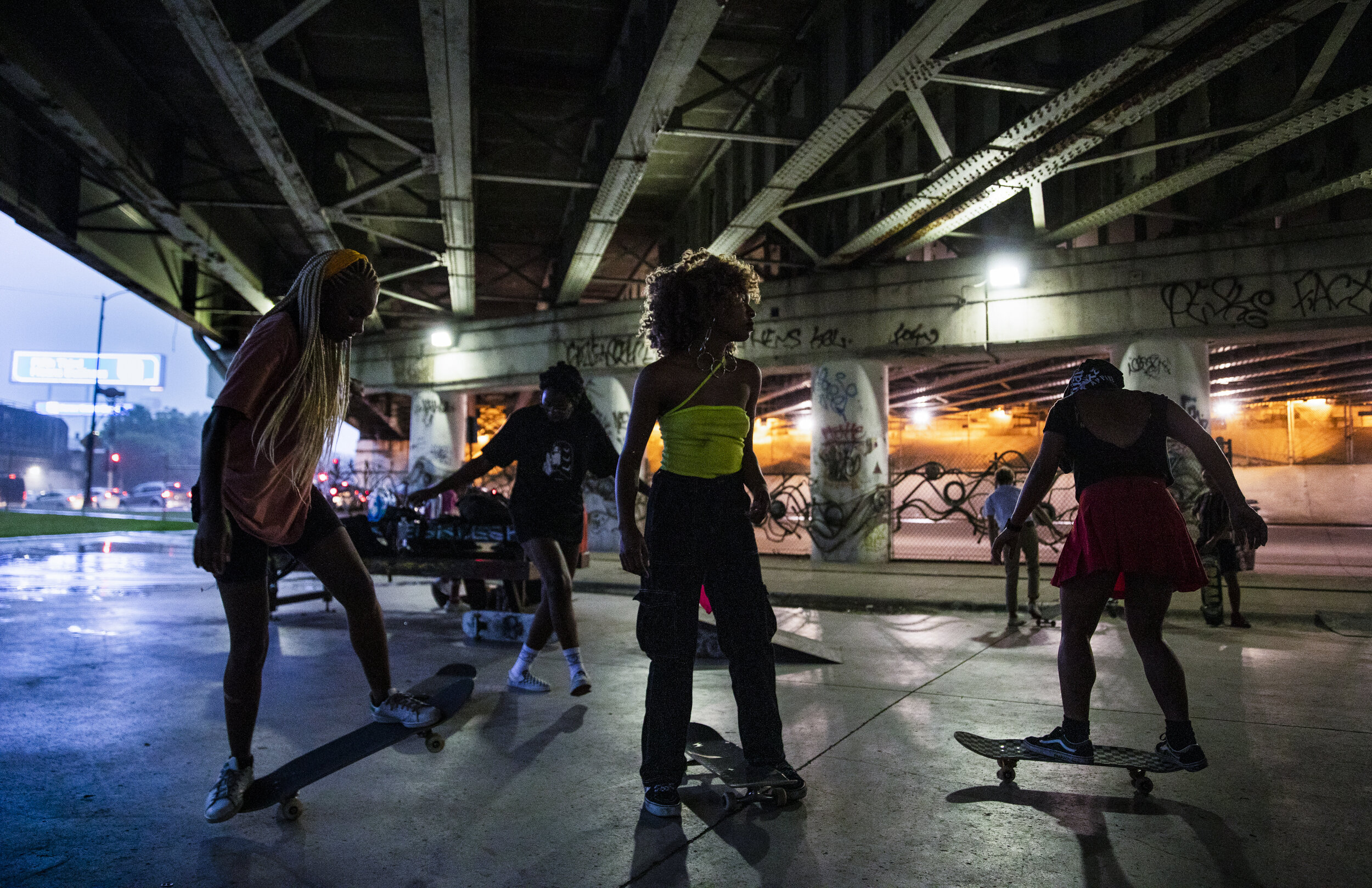  FroSkaters gather at Logan Boulevard Skate Park for their weekly gathering on July 2, 2019, for the Chicago Tribune. 