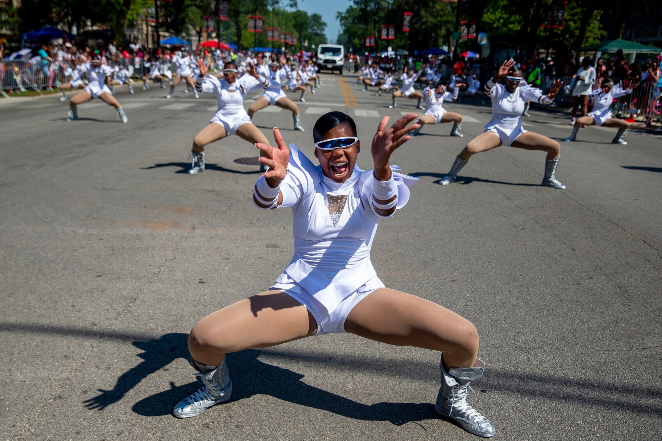  Marching bands and dancers from South Side high schools participate in the 90th annual Bud Billiken parade in Chicago's Bronzeville neighborhood Saturday, August 10, 2019, for the Chicago Tribune. 