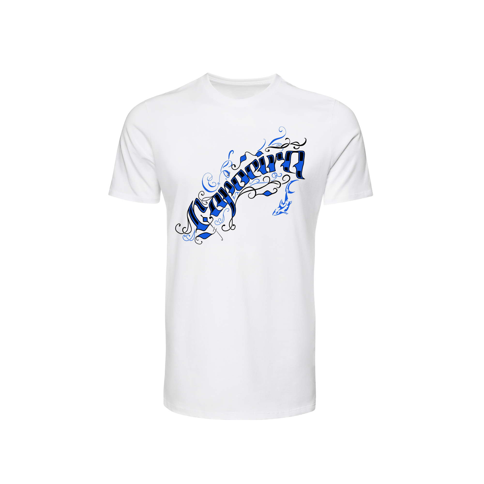 White Tshirt - Capoeira Blue