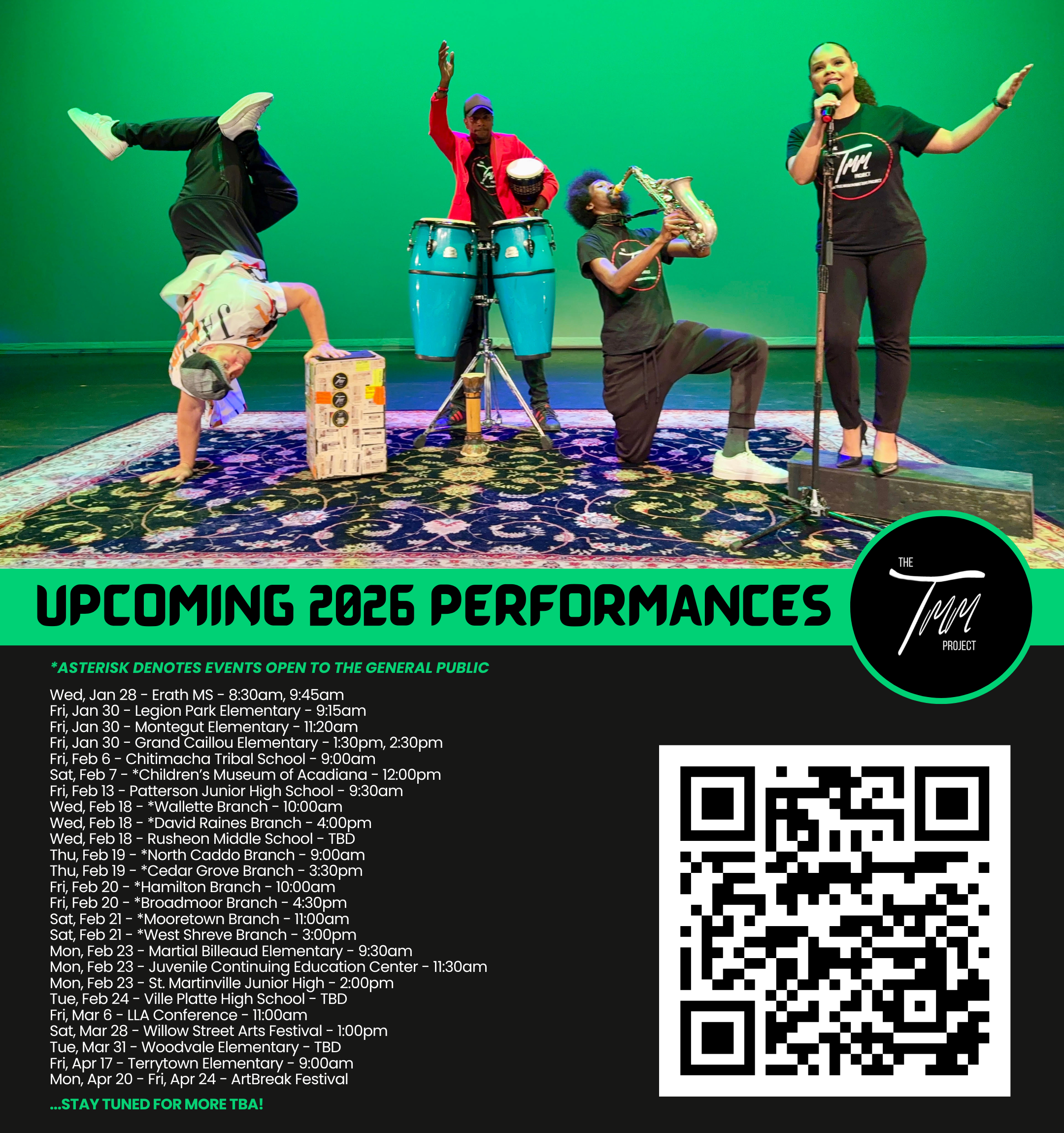 TMM Project Upcoming 2026 Performance Schedule