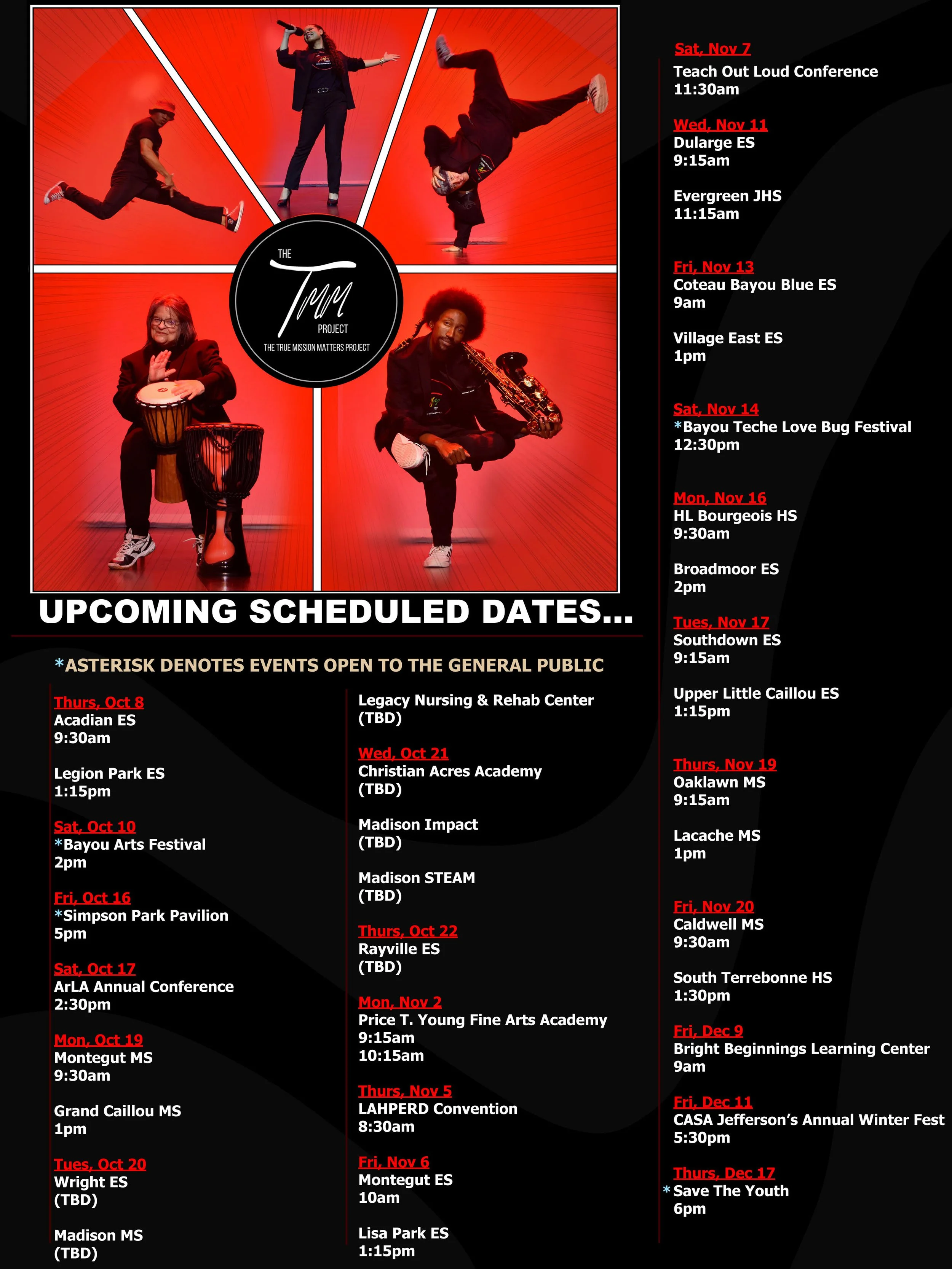 The TMM Project Fall Upcoming Events